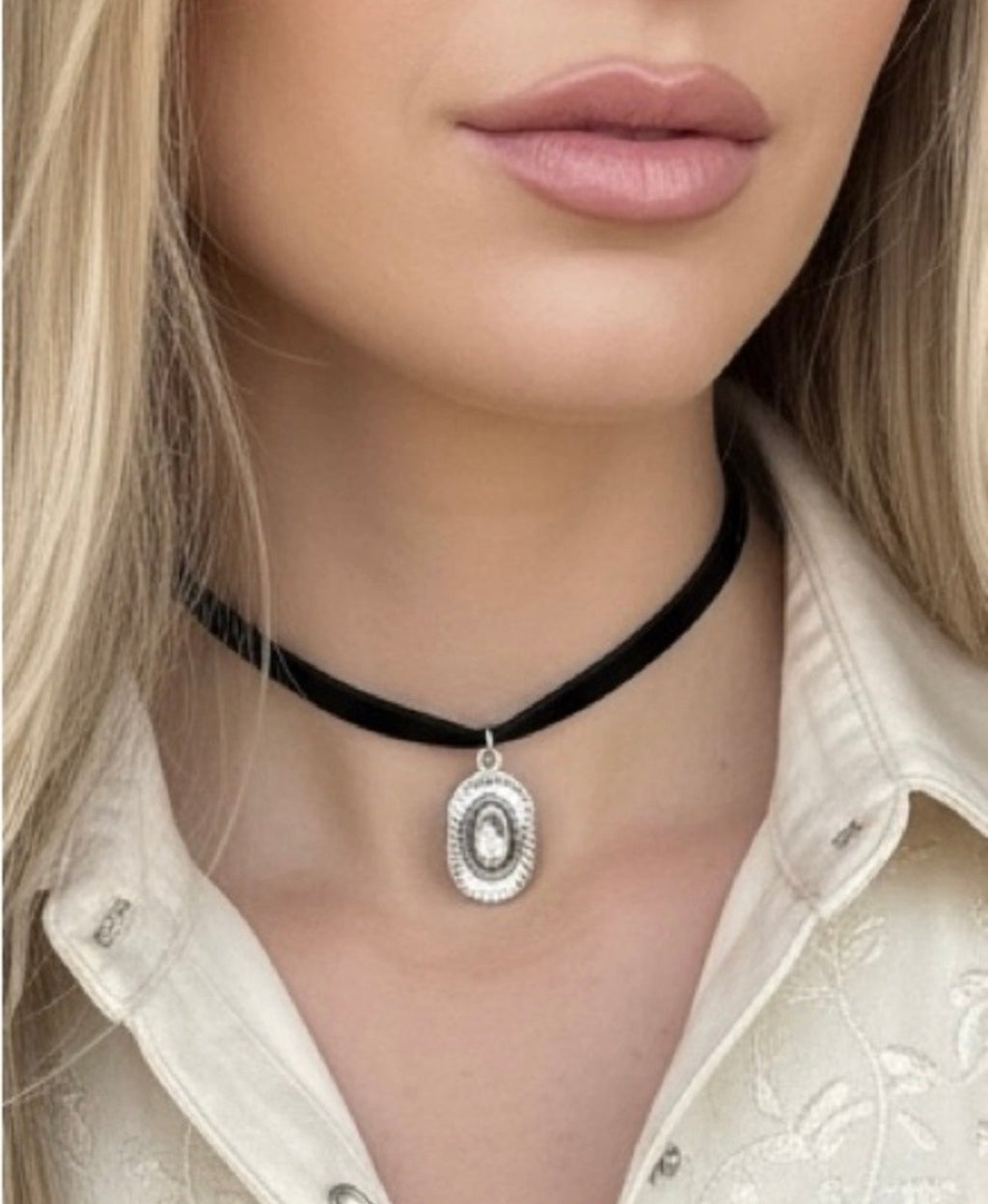 Cowboy hat charm choker necklace