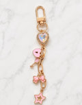 Pretty in Pink Cubic zirconia purse charm bag accessories heart bow key star gold tone