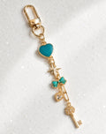 Queen Purse charm cubic zirconia Turquoise Heart & Key & bow Charm
