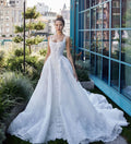 Luxury Lace Wedding Dress with Pearls – Elegant Bridal Gown, Custom Made