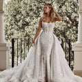2-in-1 Mermaid Wedding Dress – Organza Embroidery Ball Gown, Square Collar & Sleeveless, Custom Made