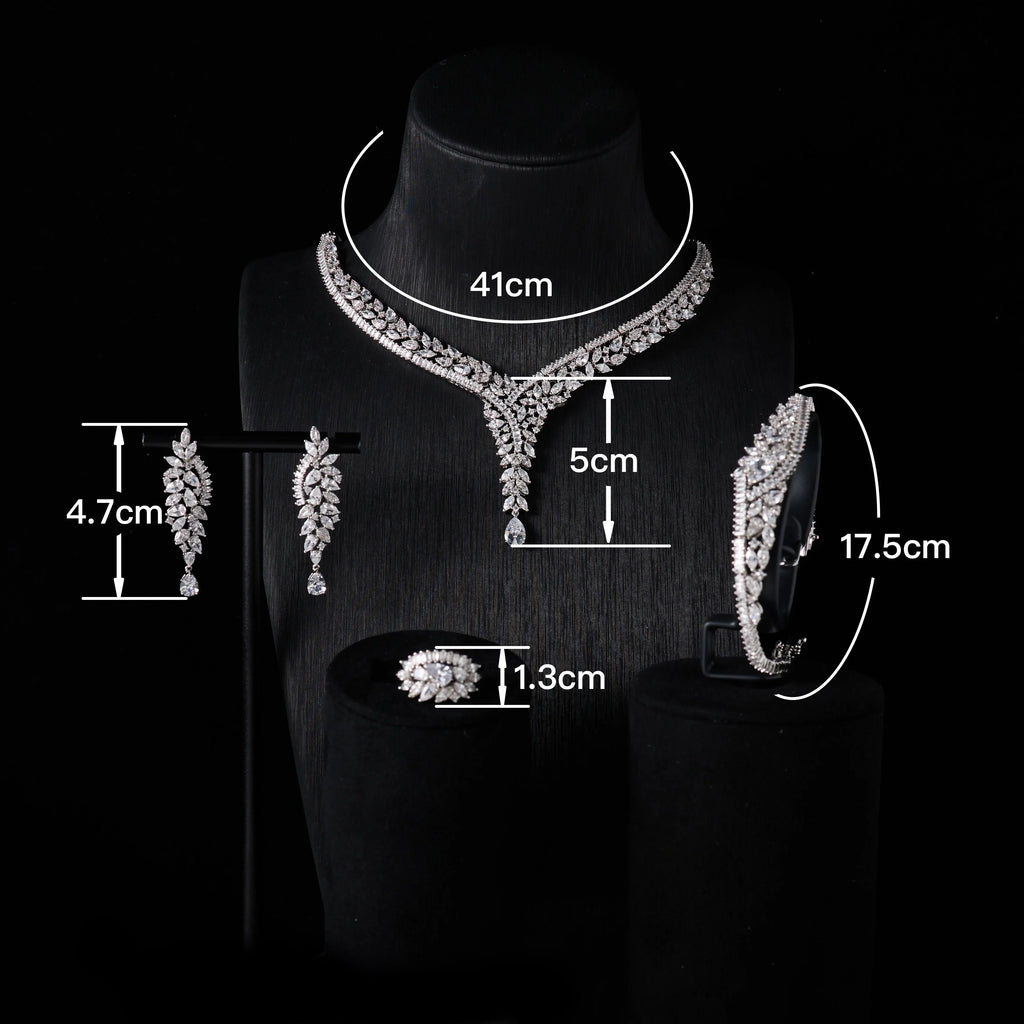 Bridal Luxury Elegant Necklace Set for Women  Cubic Zirconia Wedding Jewelry Set for Brides & Accessories