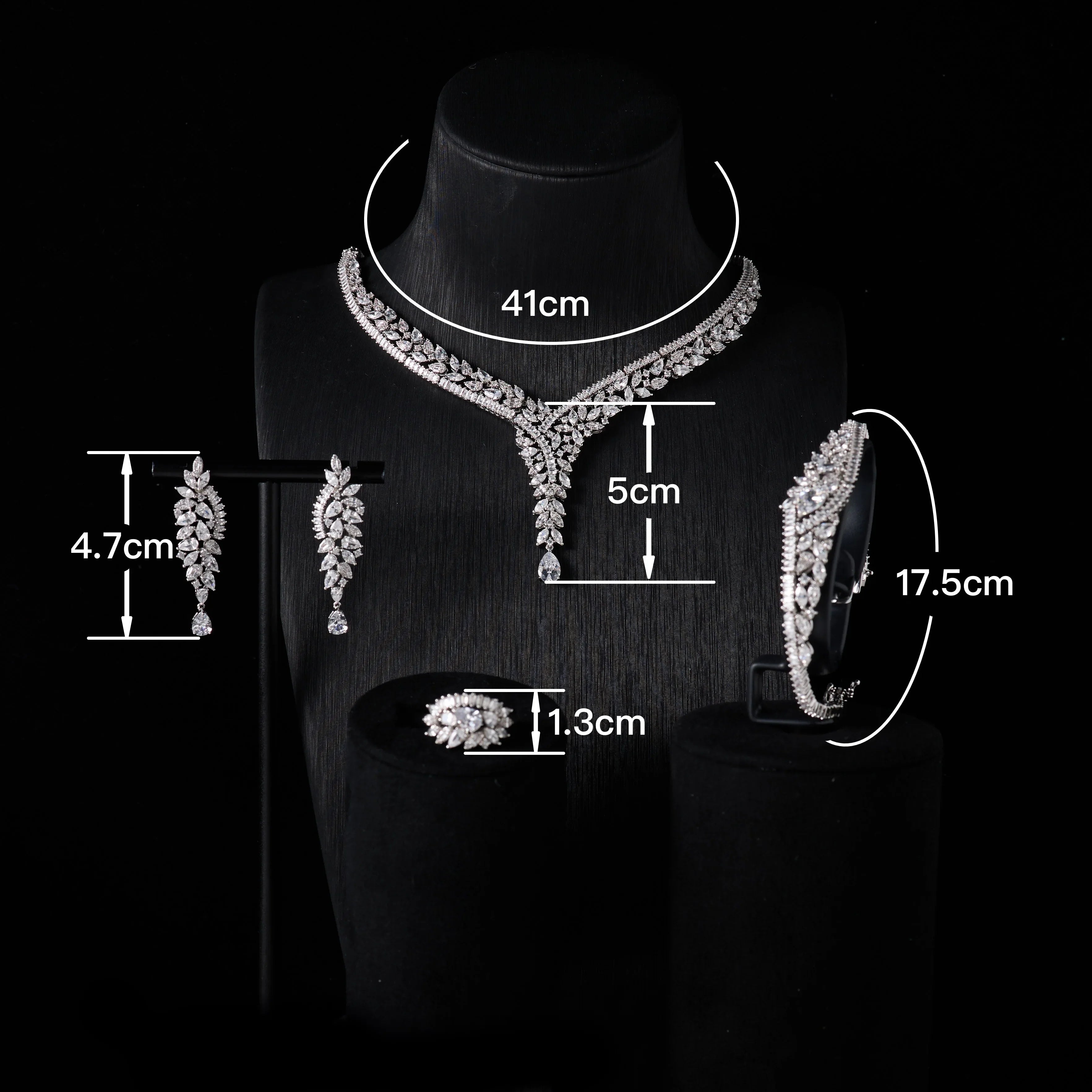 Bridal Luxury Elegant Necklace Set for Women  Cubic Zirconia Wedding Jewelry Set for Brides & Accessories
