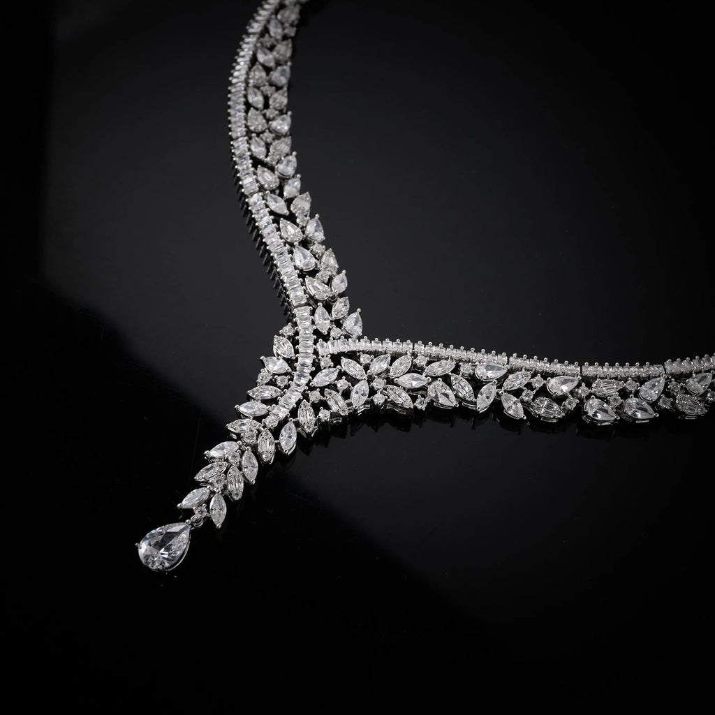 Bridal Luxury Elegant Necklace Set for Women  Cubic Zirconia Wedding Jewelry Set for Brides & Accessories