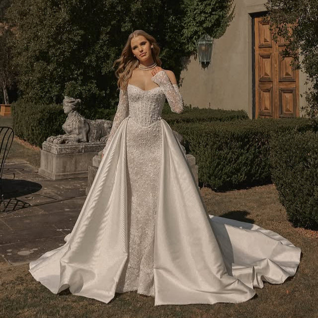 Sexy Mermaid A-Line Wedding Dress – Lace Appliqués & Elegant Trumpet Silhouette, Custom Made
