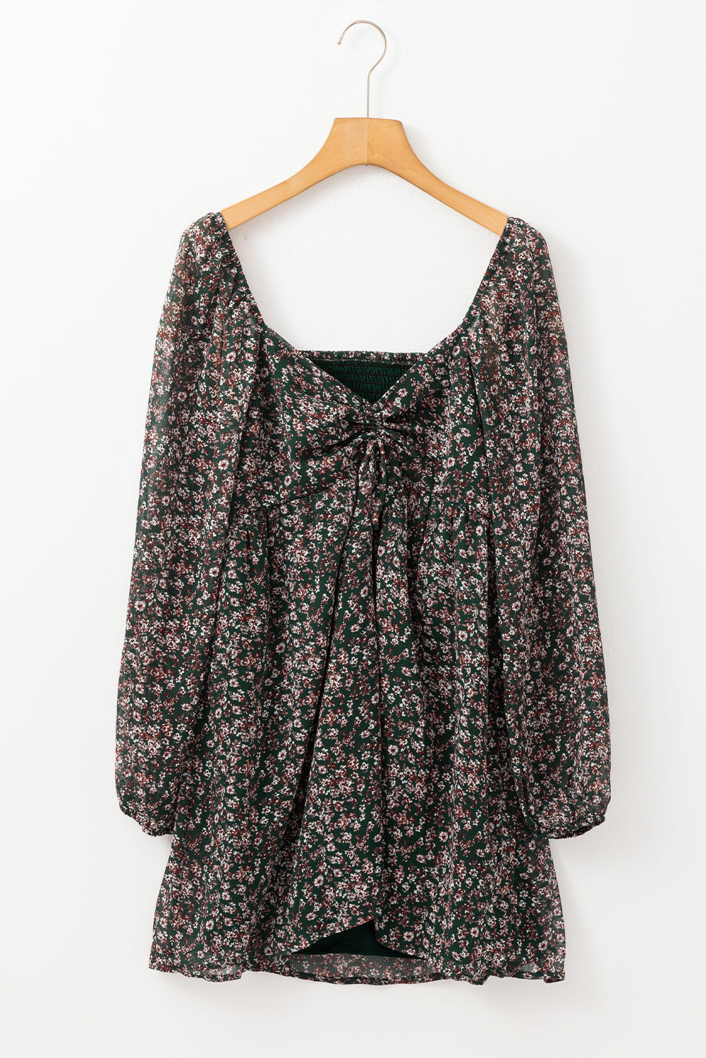 Elegant Women's Green Floral Summer Dress - Flowy Fit Perfect for Casual Outings, Garden Parties, and Outdoor Events