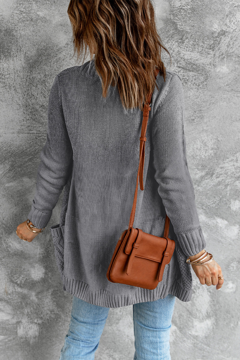 Stylish Women's Dark Gray Cardigan with Front Pockets and Button Closure - Cozy Layer for Casual or Dressy Outfits