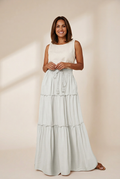 Women's Elegant Pleated Chiffon Long Skirt With Ruffle Hem