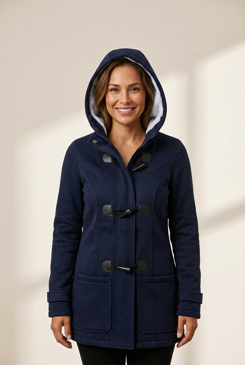 Women's Black Toggle Coat with Hood in Coats for polished occasion-to-casual wear