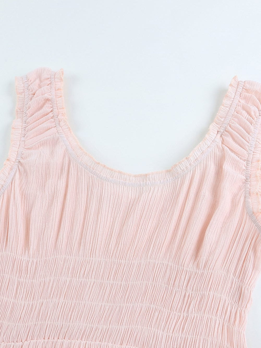Apricot Flounce A-line Midi Dress with Smocked Waist