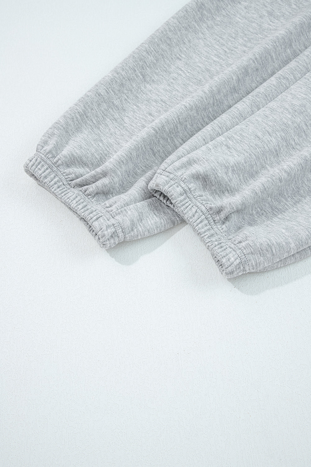 Women's Light Grey Casual Long Sleeve Zip Collar Top & Drawstring Pants Set - Stylish, Comfortable, Ideal for Daily Wear