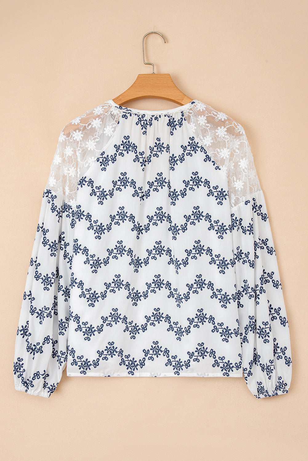 Chic Ivory Lace Patchwork Blouse for Women - Lightweight, Versatile Top for Casual and Dressy Occasions