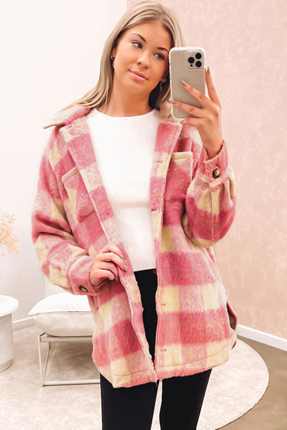 Warm Plaid Jacket for Cold Weather