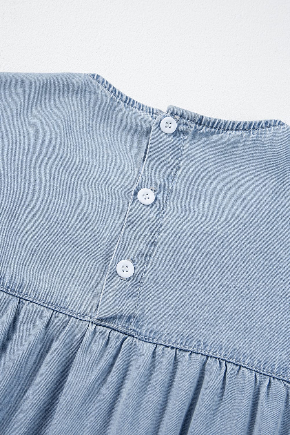 Women's Beau Blue Denim Tiered A-line Dress with Ruffle Details