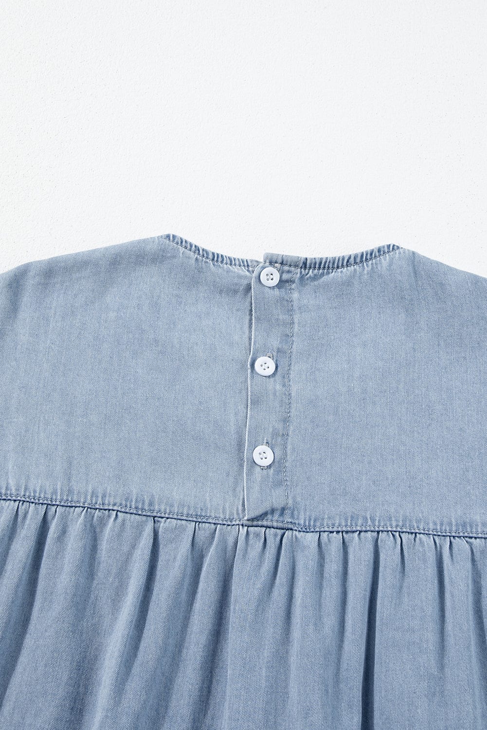 Women's Beau Blue Denim Tiered A-line Dress with Ruffle Details