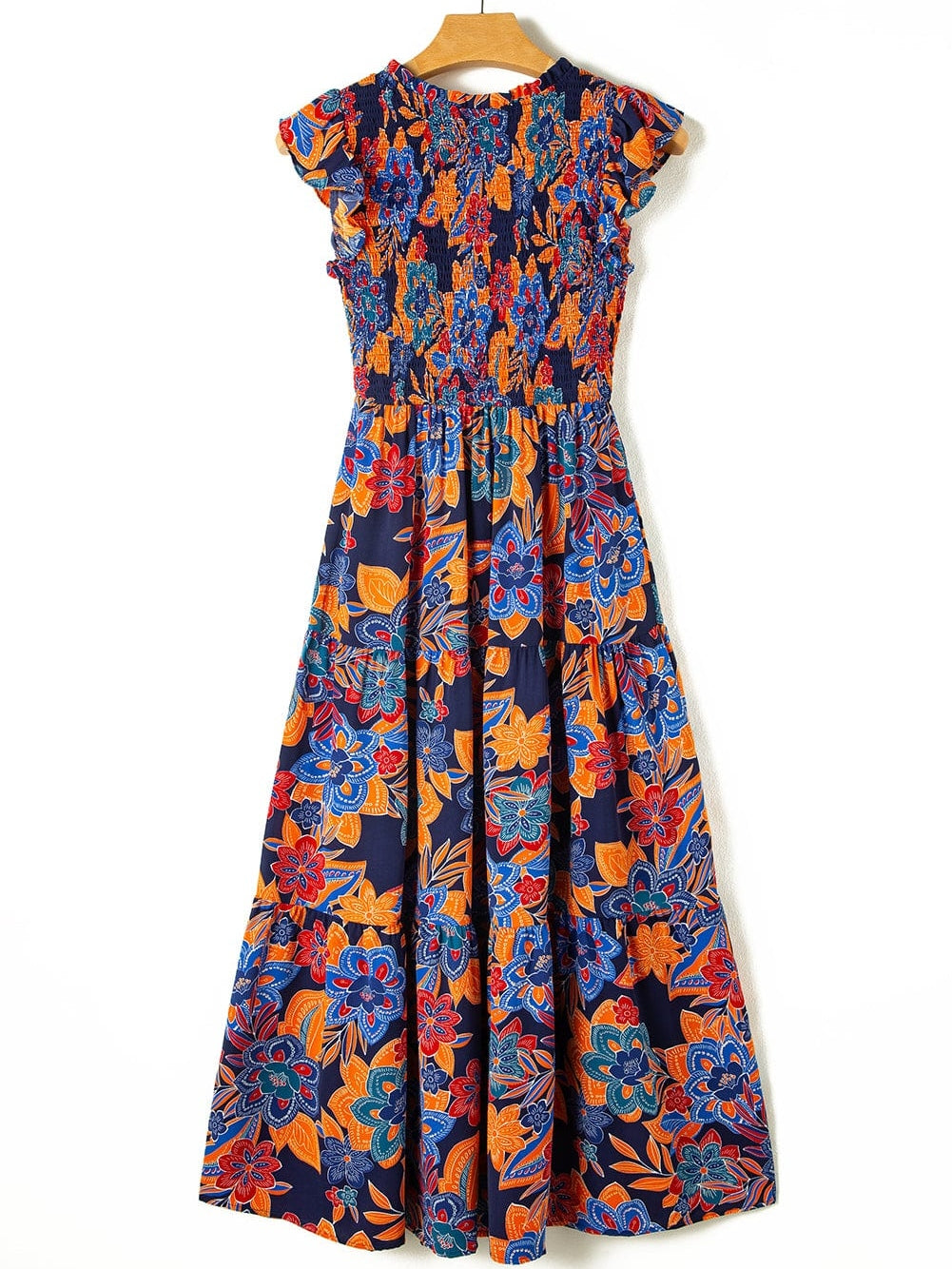 V-Neck Smocked Waist Maxi Dress