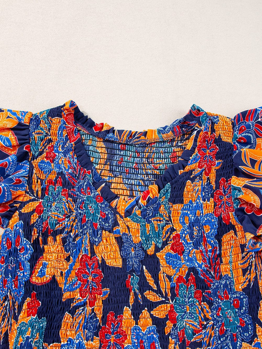 V-Neck Smocked Waist Maxi Dress