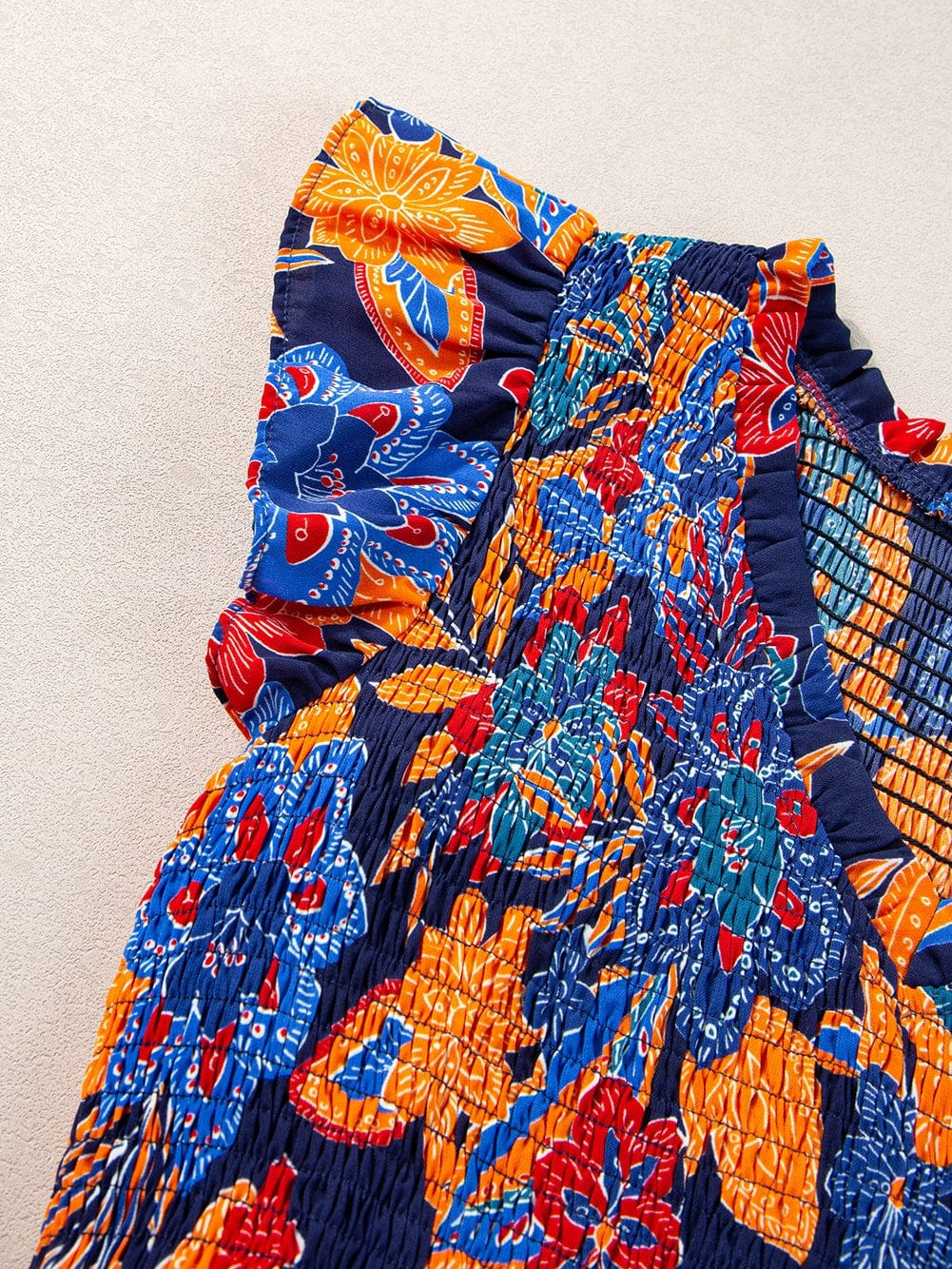V-Neck Smocked Waist Maxi Dress