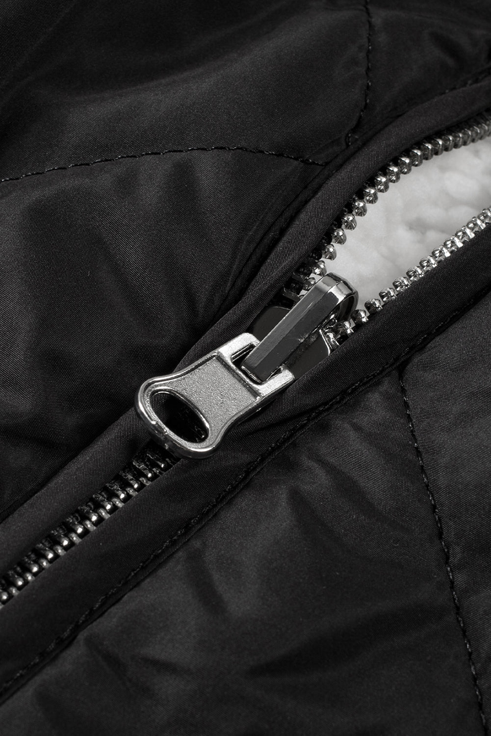 Cozy Women's Black Quilted Zip-Up Vest Coat with Fleece Lining for Stylish Winter Layering