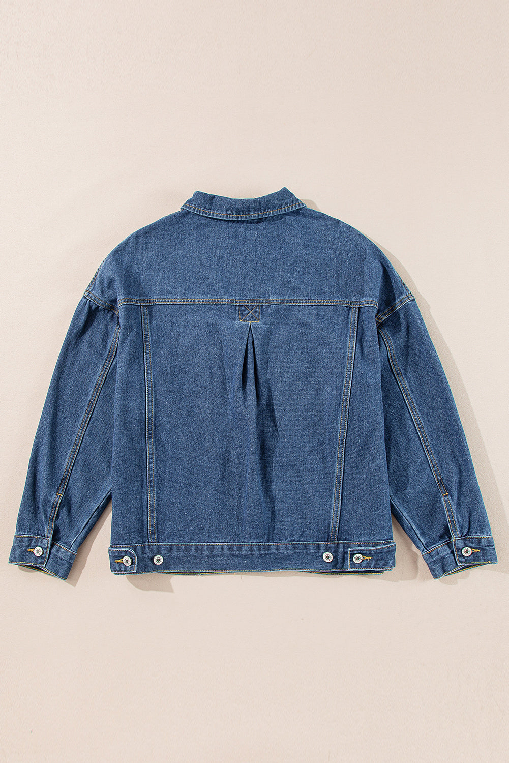 Trendy Women's Oversized Dark Blue Denim Jacket with Functional Pockets for Casual Everyday Wear