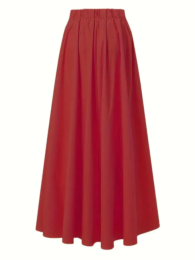 Casual Pleated Pockets High Waist Loose Maxi Dress