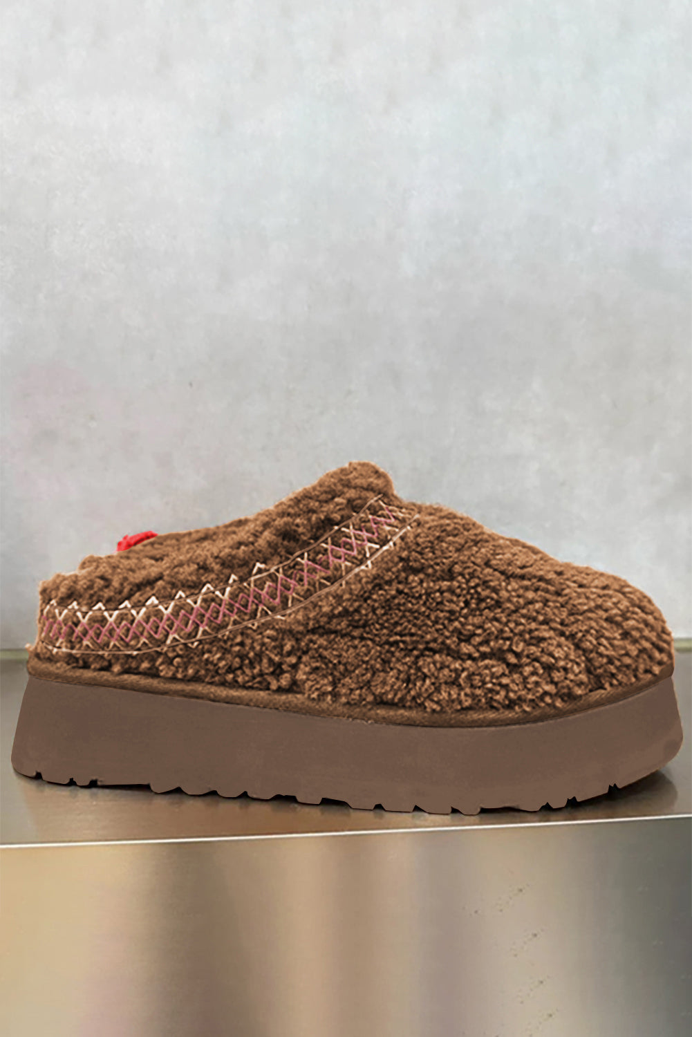 Cozy Women's Chestnut Sherpa Plush Snow Boots with Thick Sole & Embroidery for Ultimate Winter Comfort