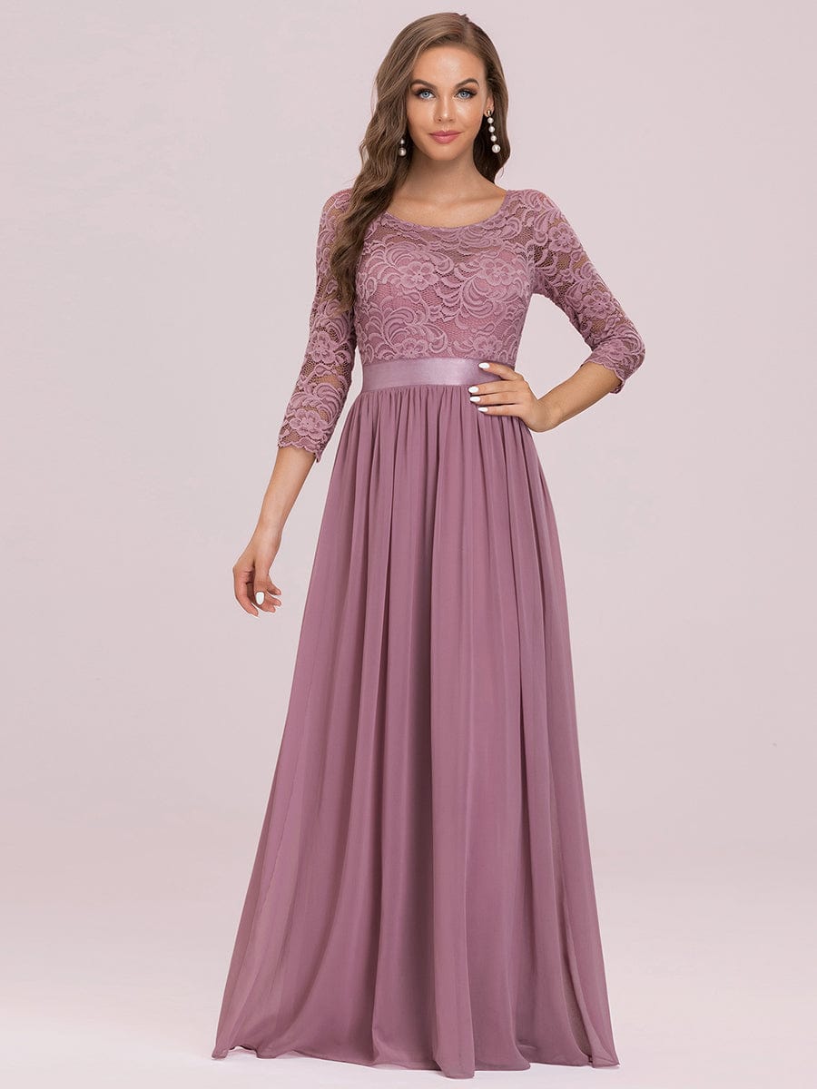 Elegant Lace Sleeve Formal Bridesmaid Dress