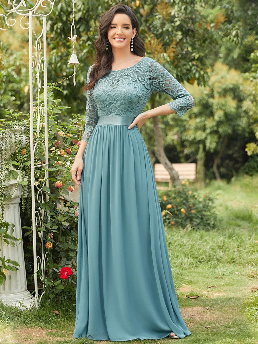Elegant Lace Sleeve Formal Bridesmaid Dress