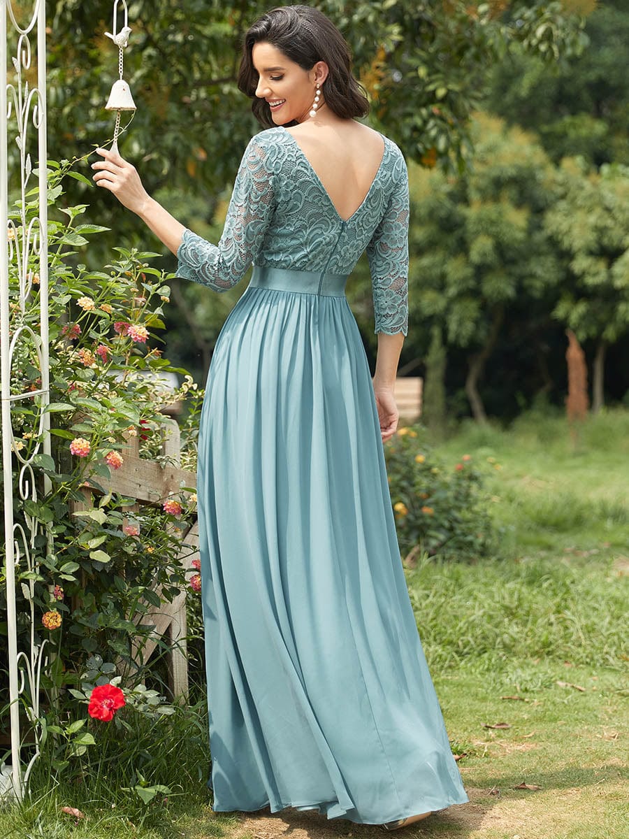 Elegant Lace Sleeve Formal Bridesmaid Dress