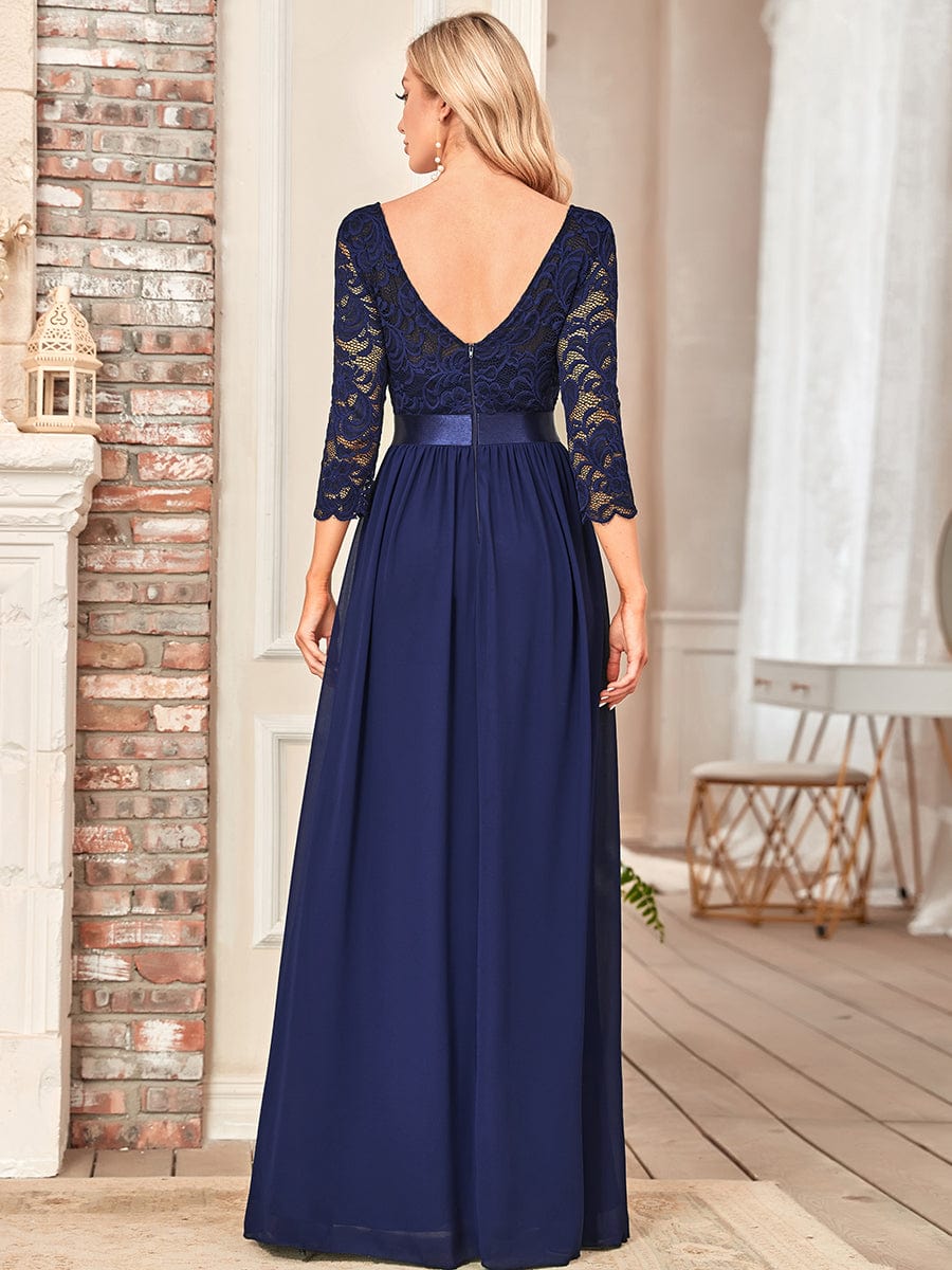 Elegant Lace Sleeve Formal Bridesmaid Dress