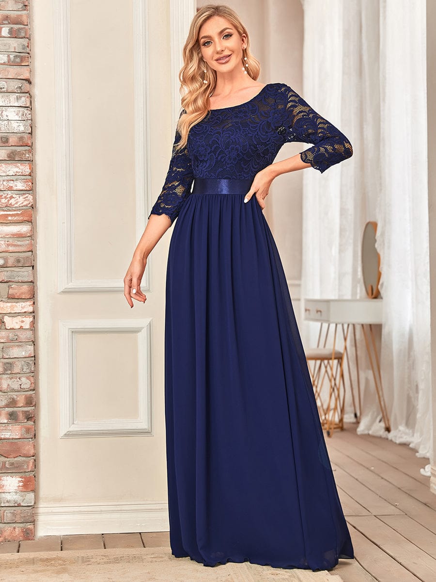 Elegant Lace Sleeve Formal Bridesmaid Dress
