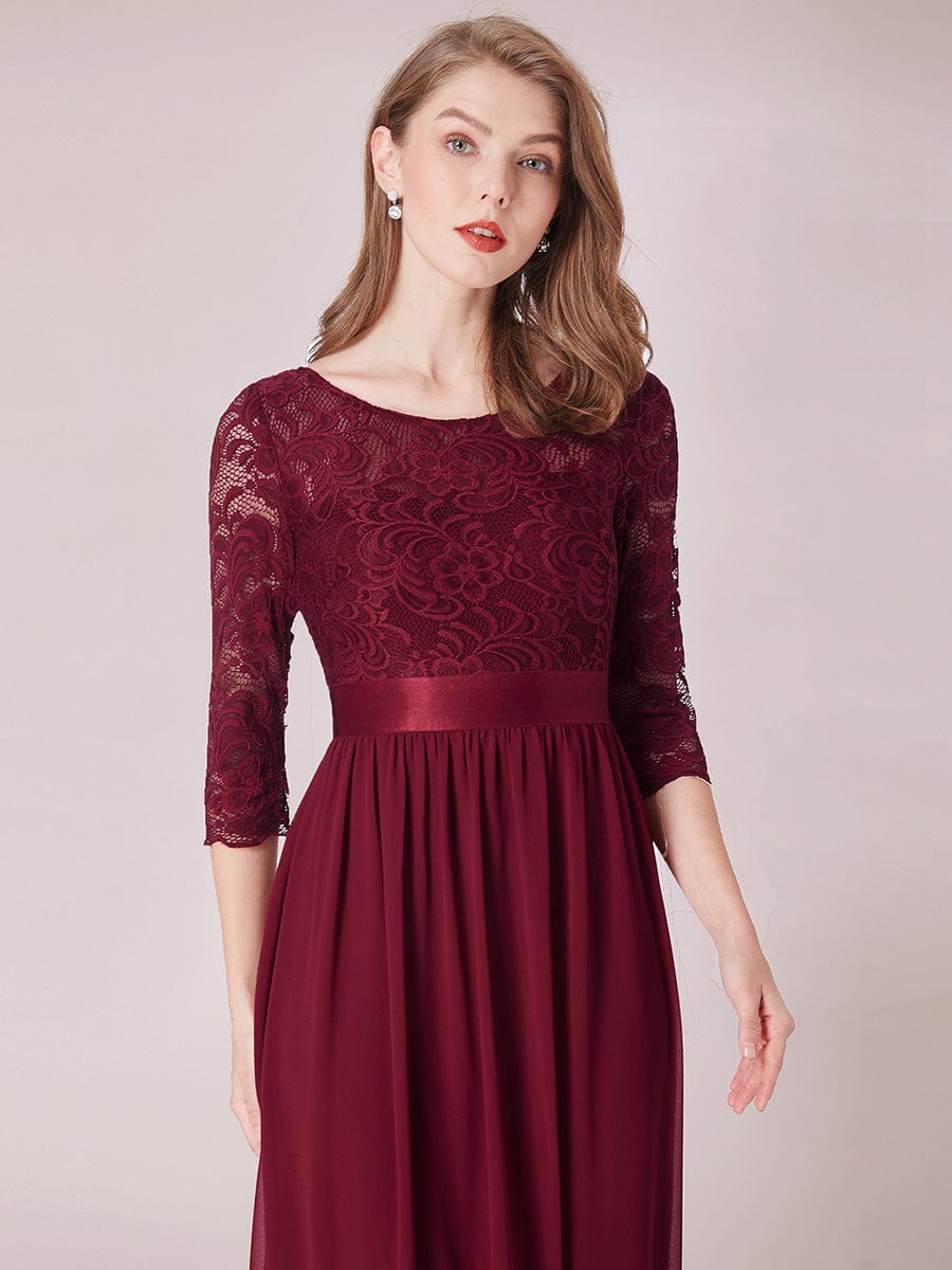 Elegant Lace Sleeve Formal Bridesmaid Dress