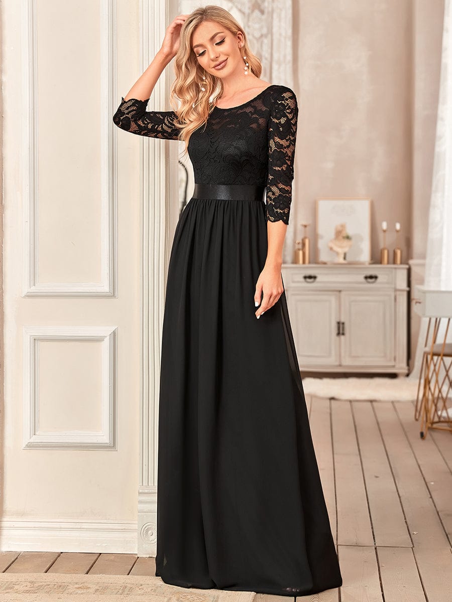 Elegant Lace Sleeve Formal Bridesmaid Dress