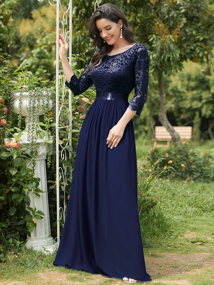 Elegant Lace Sleeve Formal Bridesmaid Dress
