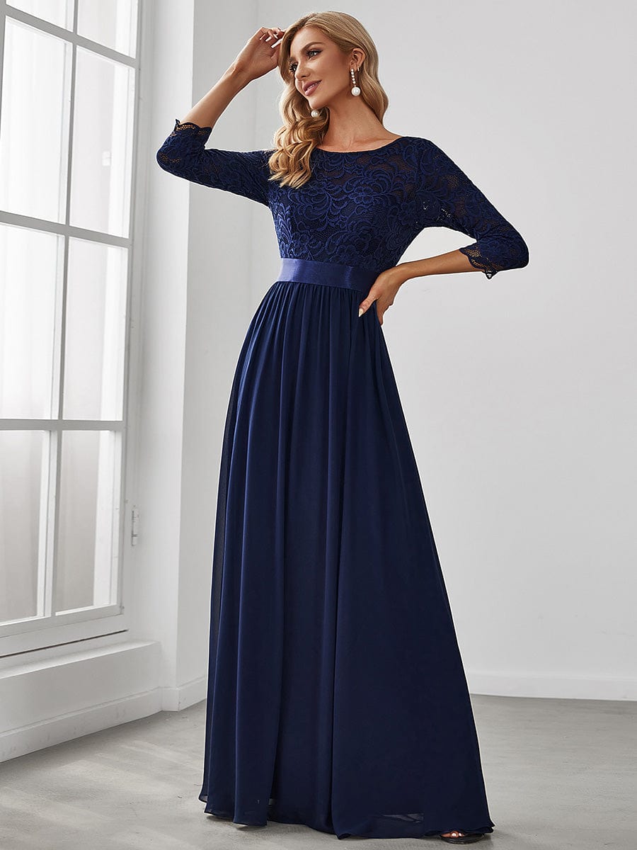 Elegant Lace Sleeve Formal Bridesmaid Dress