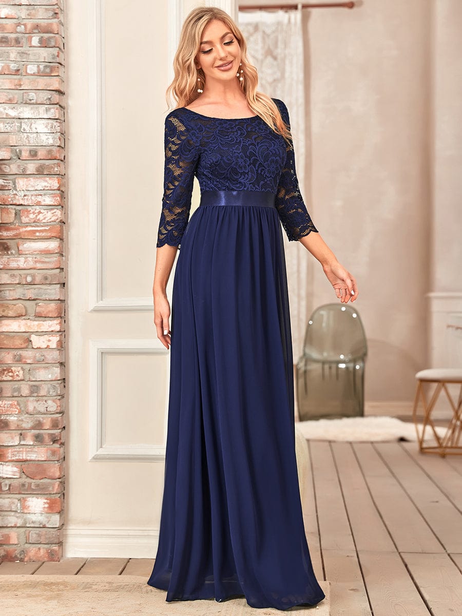 Elegant Lace Sleeve Formal Bridesmaid Dress