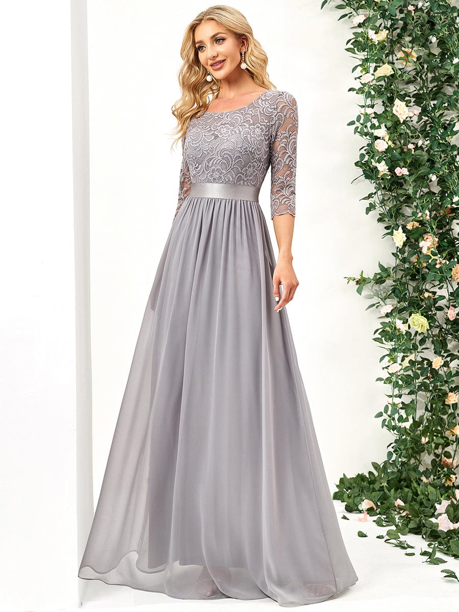 Elegant Lace Sleeve Formal Bridesmaid Dress