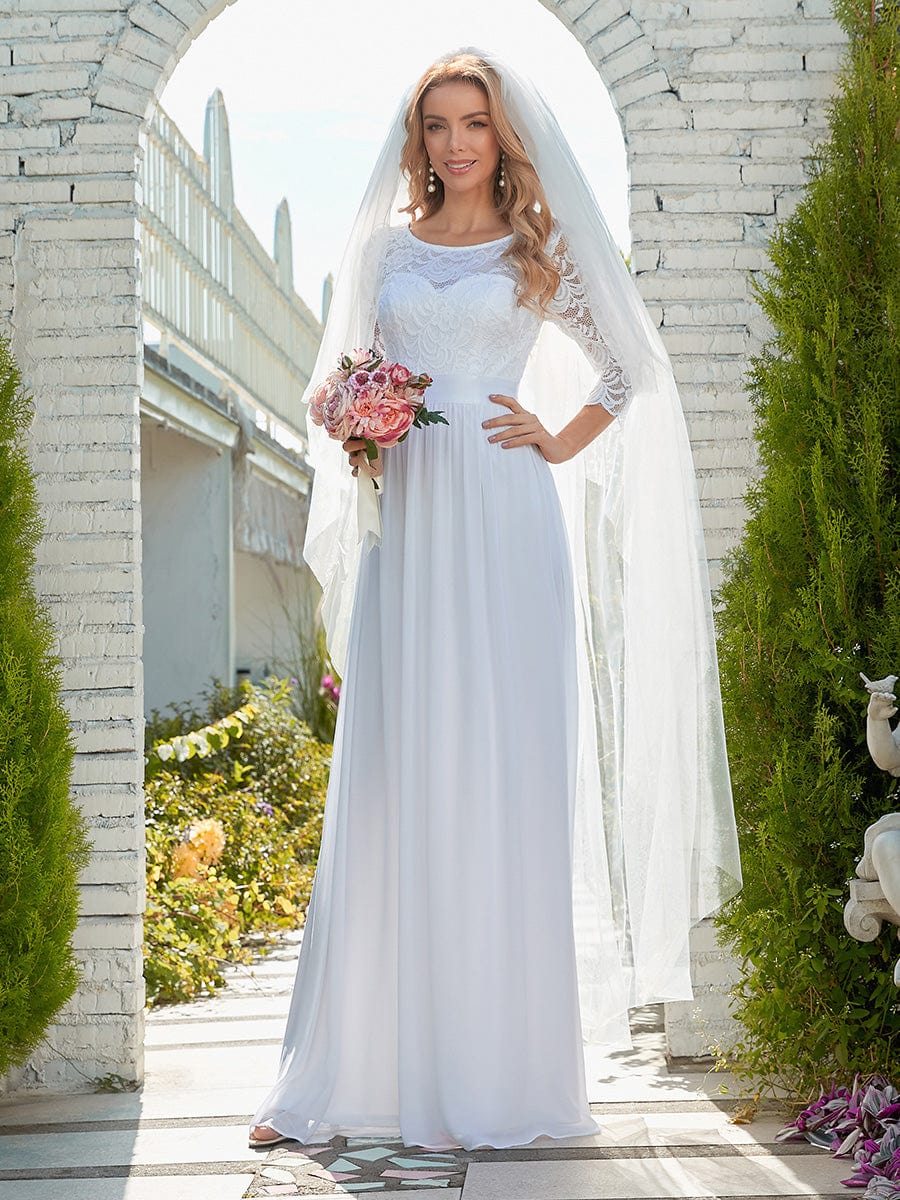 Elegant Lace Sleeve Formal Bridesmaid Dress