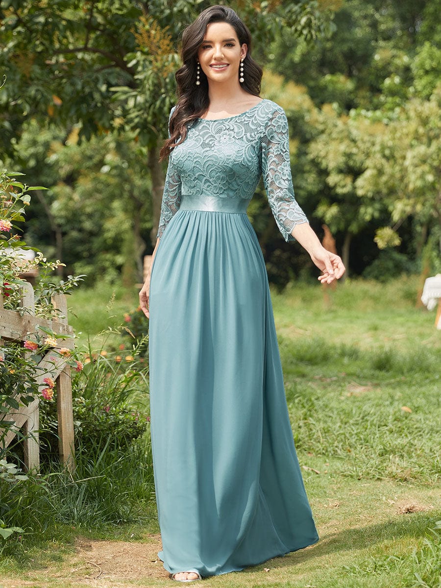 Elegant Lace Sleeve Formal Bridesmaid Dress