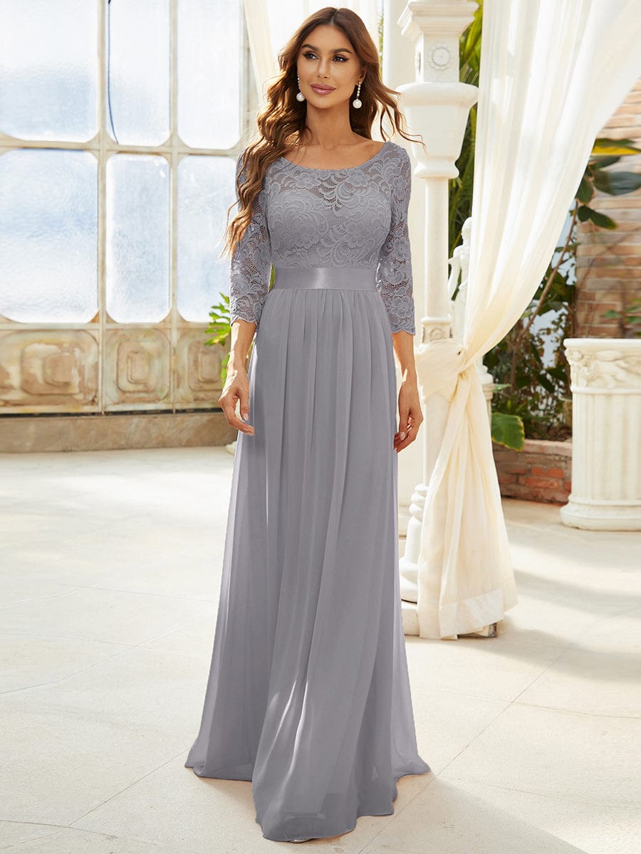 Elegant Lace Sleeve Formal Bridesmaid Dress