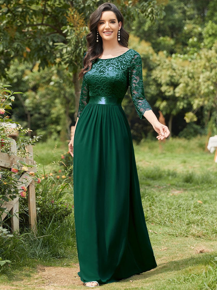 Elegant Lace Sleeve Formal Bridesmaid Dress