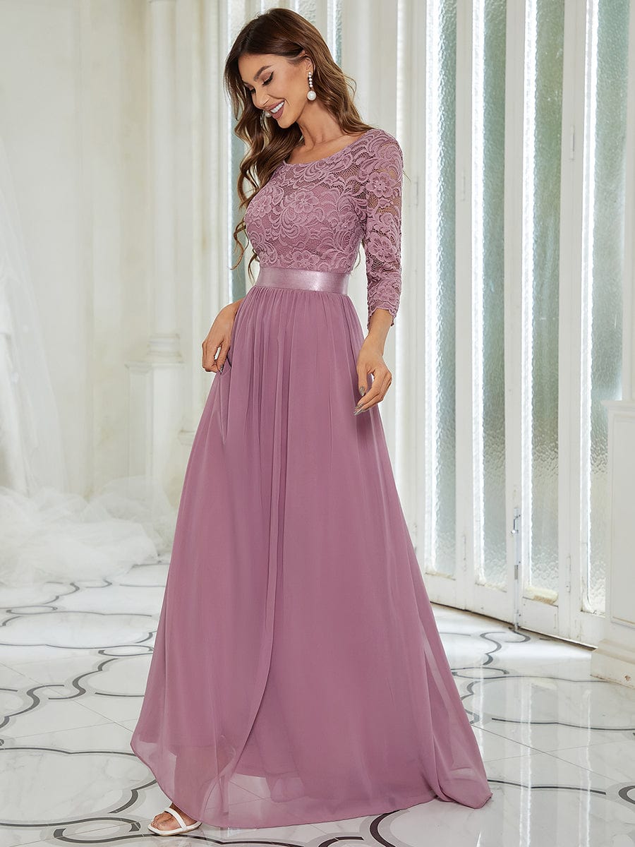 Elegant Lace Sleeve Formal Bridesmaid Dress