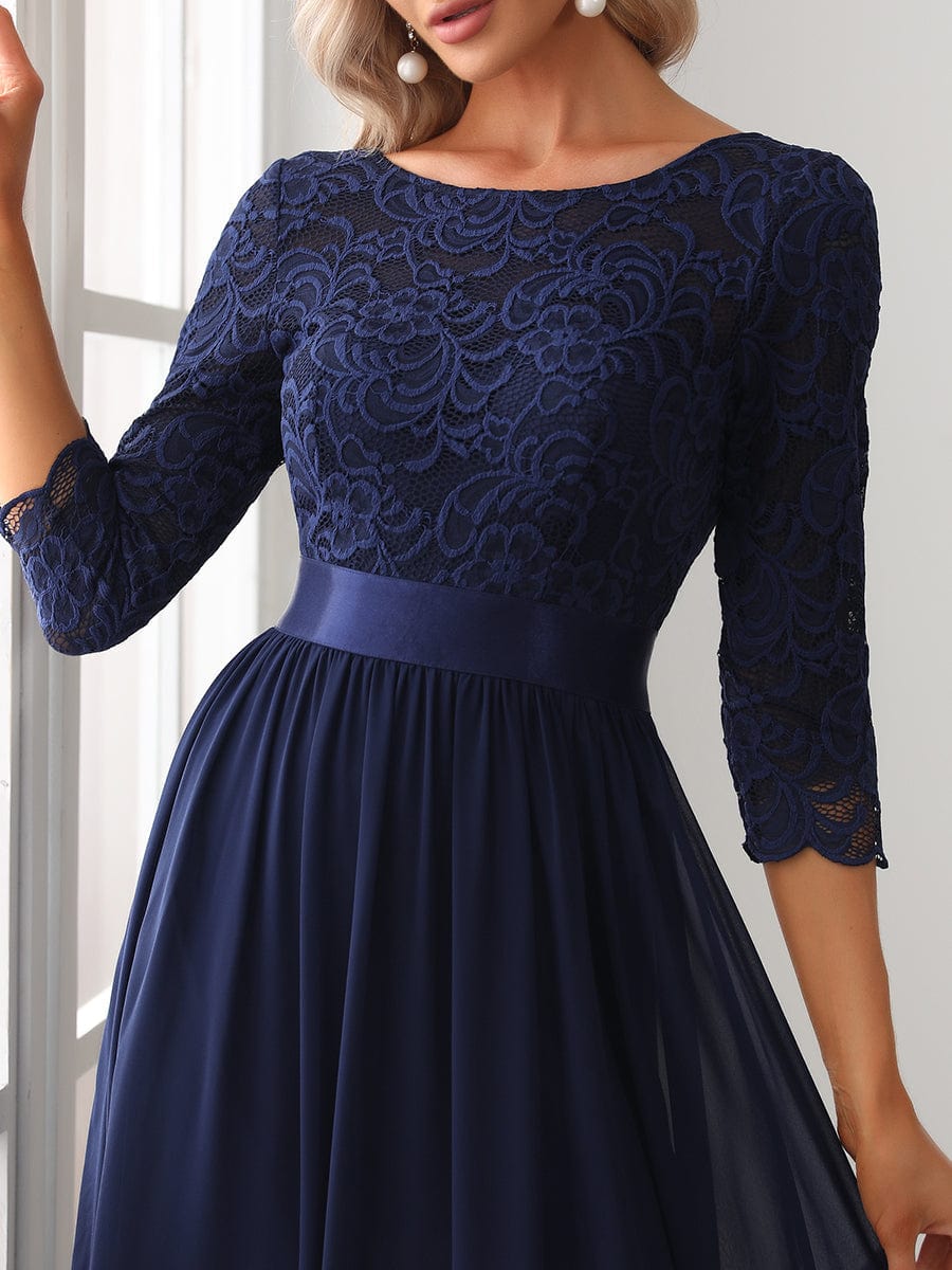 Elegant Lace Sleeve Formal Bridesmaid Dress
