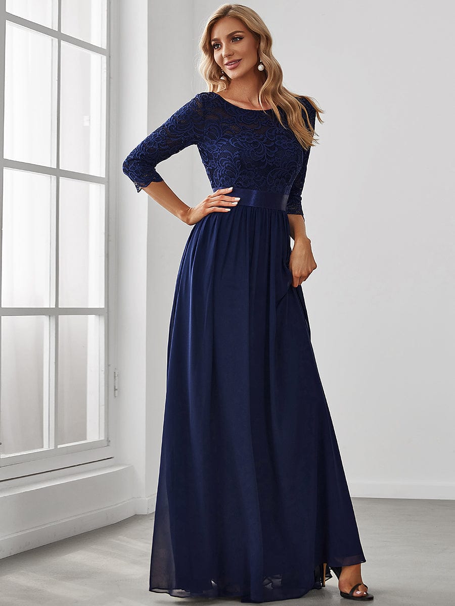 Elegant Lace Sleeve Formal Bridesmaid Dress