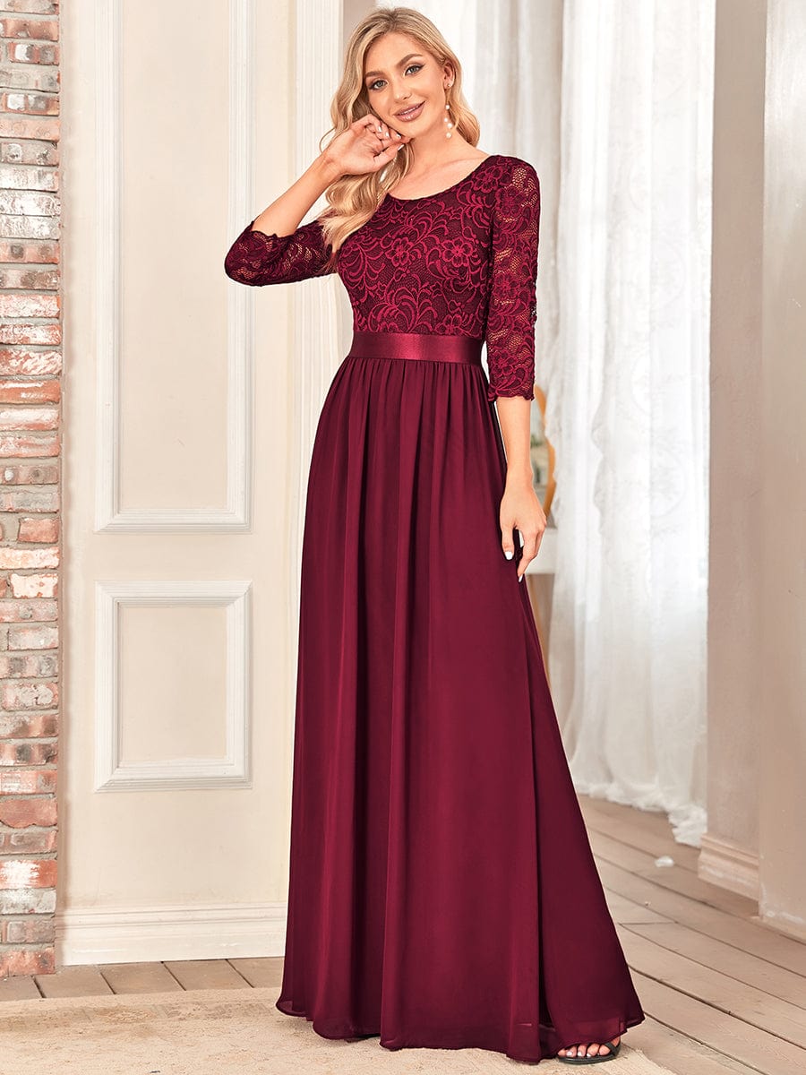 Elegant Lace Sleeve Formal Bridesmaid Dress