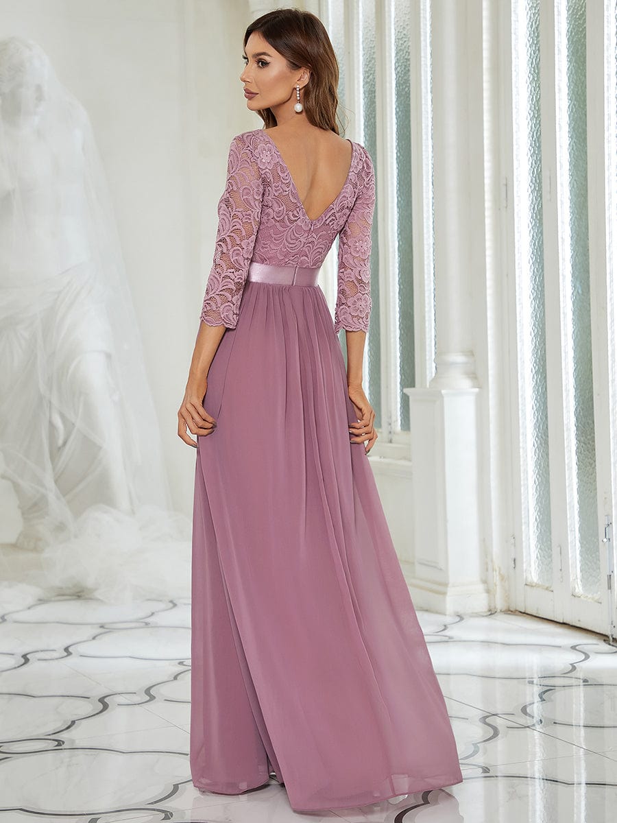 Elegant Lace Sleeve Formal Bridesmaid Dress