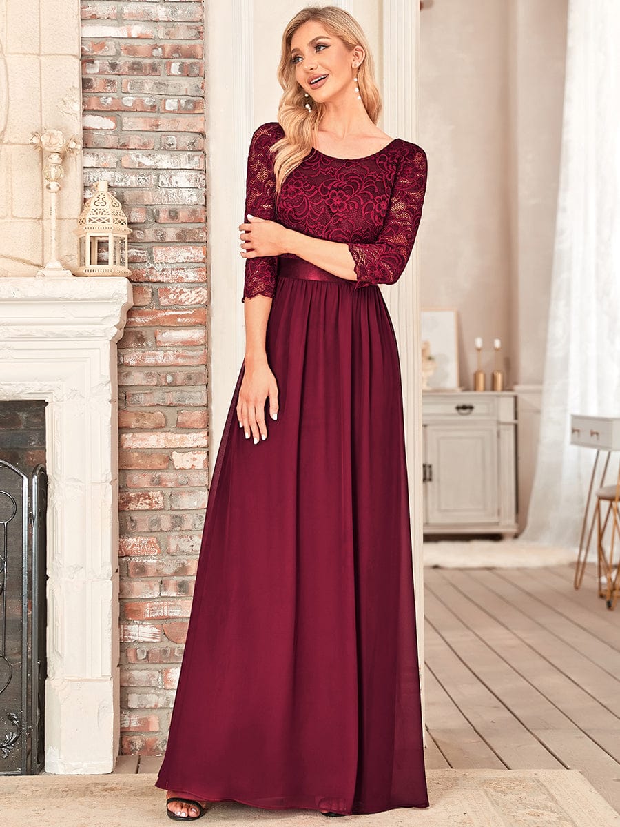 Elegant Lace Sleeve Formal Bridesmaid Dress