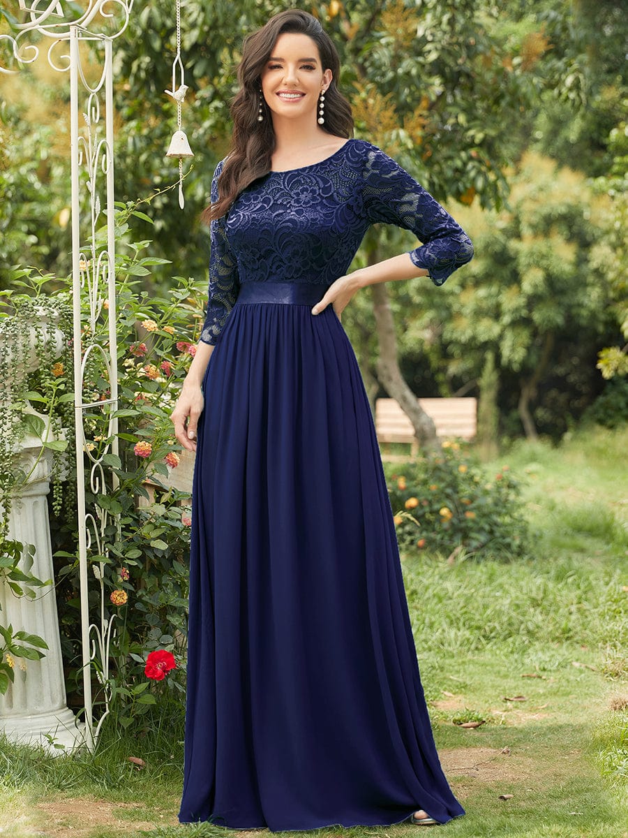 Elegant Lace Sleeve Formal Bridesmaid Dress