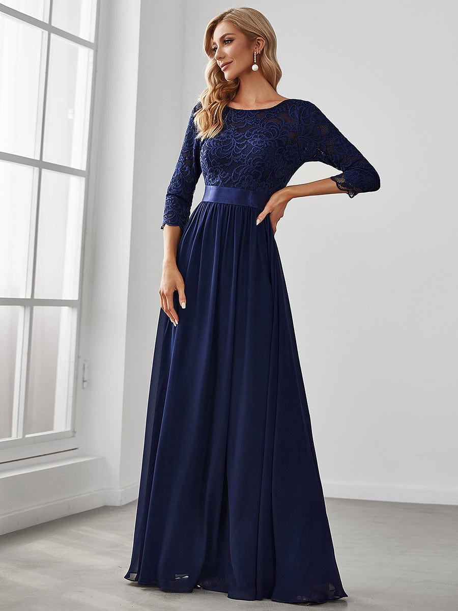 Elegant Lace Sleeve Formal Bridesmaid Dress
