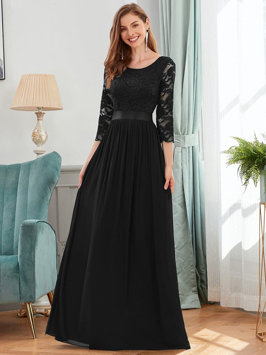Elegant Lace Sleeve Formal Bridesmaid Dress